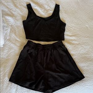 SHEIN Black Ribbed Top and Bottom Set